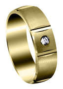 Yellow Gold Diamond Mens Wedding Band | 0.24 Carats | Satin Finish (Grady)