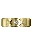 Yellow Gold Diamond Mens Wedding Band | 0.10 Carats | Satin Finish (Frank)