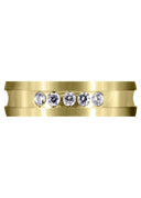 Yellow Gold Diamond Mens Wedding Band | 0.25 Carats | Satin Finish (Maximiliano)