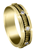Yellow Gold Diamond Mens Wedding Band | 0.24 Carats | Sand Blast Finish (Johnathan)