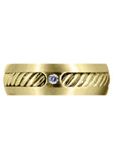 Yellow Gold Diamond Mens Wedding Band | 0.07 Carats | Satin Finish (Julius)