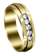 Yellow Gold Diamond Mens Wedding Band | 0.35 Carats | Satin Finish (Gunnar)