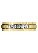 Yellow Gold Diamond Mens Wedding Band | 0.35 Carats | Satin Finish (Gunnar)