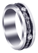 Diamond Unique Mens Wedding Band | 0.15 Carats | Sand Blast Finish (Braylon)