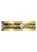Yellow Gold Diamond Unique Mens Wedding Band | 0.15 Carats | Sand Blast Finish (Braylon)
