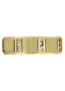 Yellow Gold Diamond Mens Wedding Band | 0.32 Carats | Cross Satin Finish (Corey)