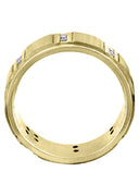Yellow Gold Diamond Mens Wedding Band | 0.32 Carats | Cross Satin Finish (Corey)