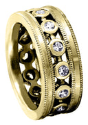 Yellow Gold Unique Mens Wedding Band | 0.42 Carats | Satin Finish (Theo)