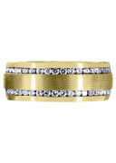 Yellow Gold Diamond Mens Wedding Band | 1.68 Carats | Satin Finish (Ari)