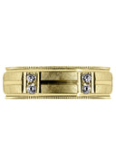 Yellow Gold Diamond Mens Wedding Band | 0.48 Carats | Diamond Cut Finish (Derrick)