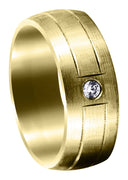 Yellow Gold Diamond Mens Wedding Band | 0.05 Carats | Satin Finish (Malik)