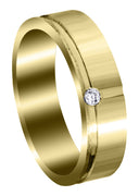 Yellow Gold Diamond Unique Mens Wedding Band | 0.05 Carats | Satin Finish (Romeo)