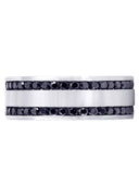 Mens Black Wedding Band | 1.6 Carats | Satin / High Polish Finish (Orion)