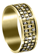 Yellow Gold Diamond Unique Mens Wedding Band | 0.38 Carats | Satin Finish (Muhammad)
