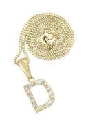 14K Gold Diamond Ladies Initial Pendant and Cuban Chain .50 Carats