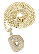 10K Yellow Gold Bubble Letter "D" CZ Necklace | Appx. 13.5 Grams