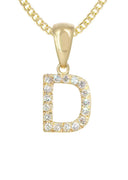 14K Gold Diamond Ladies Initial Pendant and Cuban Chain .50 Carats