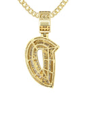14K Yellow Gold Letter "D" Baguette Diamond Necklace | 2.16 Carats