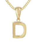 14K Gold Diamond Ladies Initial Pendant and Cuban Chain .50 Carats