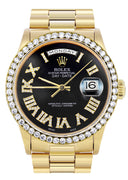 Rolex Day-Date | Presidential | 18K Yellow Gold | Diamond Bezel | Black Diamond Roman Dial