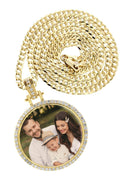 Diamond 10K/14K Yellow Gold Large Round Picture Pendant Necklace | Appx. 0.65 Carat