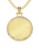 Diamond 10K/14K Yellow Gold Large Round Picture Pendant Necklace | Appx. 0.65 Carat