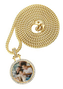 Diamond 10K/14K Yellow Gold Small Round Picture Pendant Necklace | Appx. 0.50 Carat