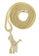 10K Yellow Gold Chain & Cz Pillsbury Doughboy Pendant | Appx. 15.7 Grams