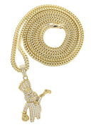 10K Yellow Gold Chain & Cz Pillsbury Doughboy Pendant | Appx. 15.7 Grams