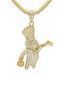 10K Yellow Gold Chain & Cz Pillsbury Doughboy Pendant | Appx. 15.7 Grams