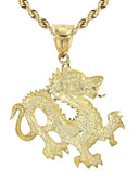 10K Yellow Gold Rope Chain & Gold Dragon Pendant | Appx. 18.9 Grams