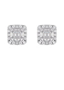 Mens Stud Diamond Earrings | 1.3 Carats 14K White Gold