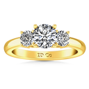 Three Stone Diamond Engagement Ring Classic 14K Yellow Gold