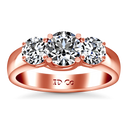 Three Stone Diamond EngagementRing 4 Prong Lattice 14K Rose Gold