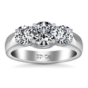 Round Diamond Three Stone Engagement Ring 4 Prong Lattice 14K White Gold