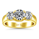 Three Stone Diamond Engagement Ring 4 Prong Lattice 14K Yellow Gold