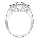 Round Diamond Three Stone Engagement Ring 4 Prong Lattice 14K White Gold