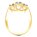 Three Stone Diamond Engagement Ring 4 Prong Lattice 14K Yellow Gold