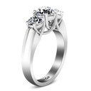 Round Diamond Three Stone Engagement Ring 4 Prong Lattice 14K White Gold