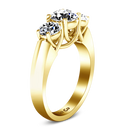 Three Stone Diamond Engagement Ring 4 Prong Lattice 14K Yellow Gold