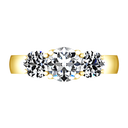 Three Stone Diamond Engagement Ring 4 Prong Lattice 14K Yellow Gold