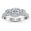 Round Diamond Three Stone Engagement Ring Victoria 14K White Gold