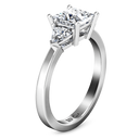 Three Stone Princess Cut Diamond Engagement Ring Simone 14K White Gold