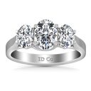 Three Stone Oval Diamond Engagement Ring Arabella 14K White Gold