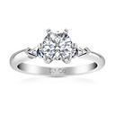 Round Diamond Three Stone Engagement Ring Miranda Trilliant 14K White Gold