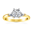 Three Stone Diamond Engagement Ring Miranda Trilliant 14K Yellow Gold