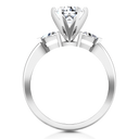 Round Diamond Three Stone Engagement Ring Miranda Trilliant 14K White Gold