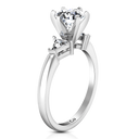 Round Diamond Three Stone Engagement Ring Miranda Trilliant 14K White Gold