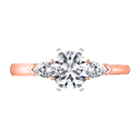 Three Stone Diamond EngagementRing Eliza Pear Shape 14K Rose Gold