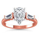 Three Stone Diamond EngagementRing Tapered Baguette 14K Rose Gold